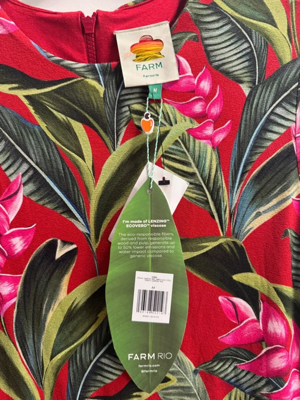 FARM Rio Tropical-Print Midi Dress 3/4 Sleeve NWT - Picture 7 of 10